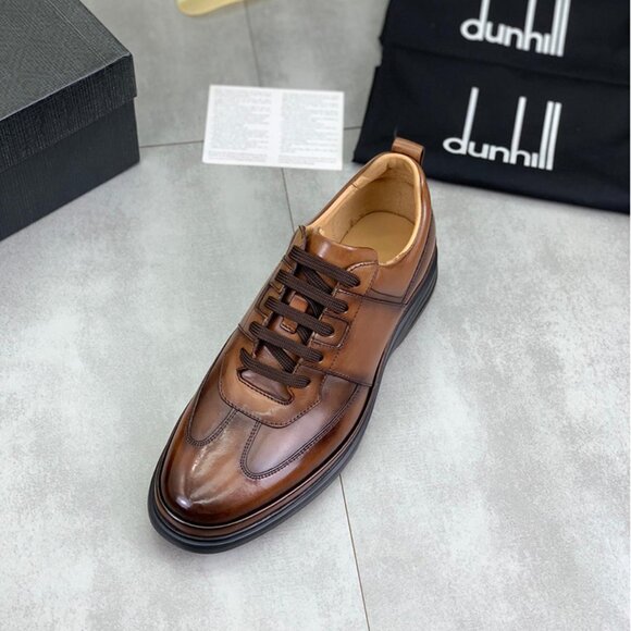Dunhill Mens Pointed Leather Sports Shoes Brown main image 2